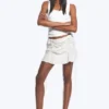 Ruched Mini Skirt – Light Dusty Beige