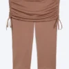 Ruched Regular Capri Pants – Dusty Brown