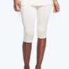 Ruched Regular Capri Pants – White