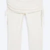 Ruched Regular Capri Pants – White