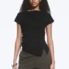 Ruched Short-Sleeved Top – Black