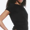 Ruched Short-Sleeved Top – Black