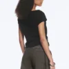 Ruched Short-Sleeved Top – Black