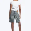 Ruched Short-Sleeved Top – White