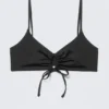 Ruched Triangle Bikini Top – Black