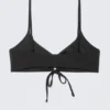 Ruched Triangle Bikini Top – Black