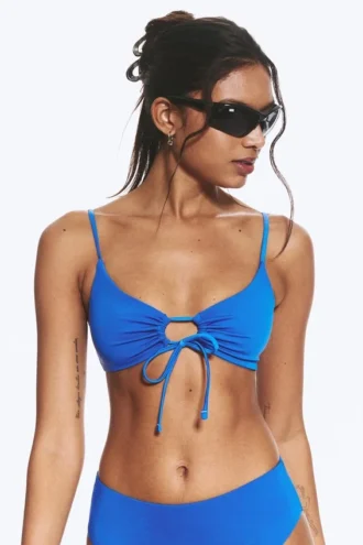 Ruched Triangle Bikini Top – Bright Blue