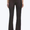Satin Cut-Out Flared Trousers – Dark Brown