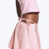 Satin Cut-Out Mini Skirt – Light Pink
