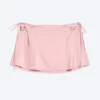 Satin Cut-Out Mini Skirt – Light Pink