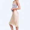 Satin Lace Midi Skirt – Dusty Pink