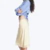 Satin Lace Midi Skirt – Light Dusty Beige