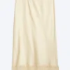 Satin Lace Midi Skirt – Light Dusty Beige