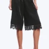 Satin Lace Shorts – Black