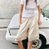 Satin Lace Shorts – Dusty White