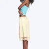 Satin Lace Shorts – Dusty White