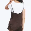 Satin Lace Top – Dark Brown