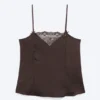 Satin Lace Top – Dark Brown