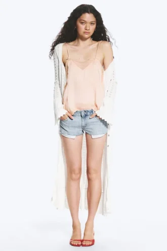 Satin Lace Top – Light Dusty Peach