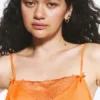 Satin Lace Top – Orange