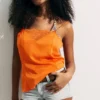 Satin Lace Top – Orange