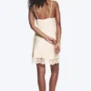 Satin Lace-Trim Slip-Dress – Light Dusty Beige