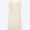 Satin Lace-Trim Slip-Dress – Light Dusty Beige