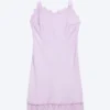 Satin Lace-Trim Slip-Dress – Light Lilac