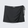 Satin Wrap Mini Skirt – Dark Grey