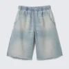 Saturn Loose Fit Pull-On Denim Shorts – Port Blue – Light Blue