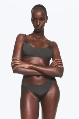 Scoop Bikini Bottoms – Dark Grey – Shimmer