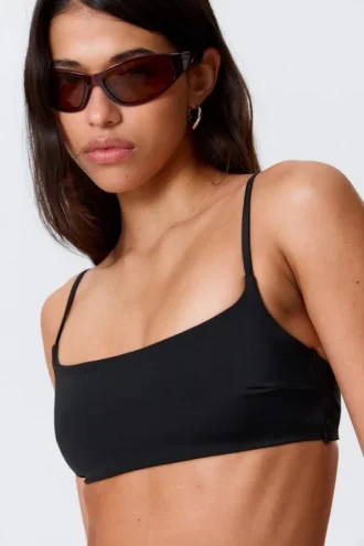 Scoop Neck Bikini Top – Black