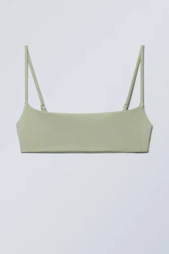 Scoop Neck Bikini Top – Light Khaki Green