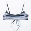 Scoop Neck Bikini Top – Striped Blue