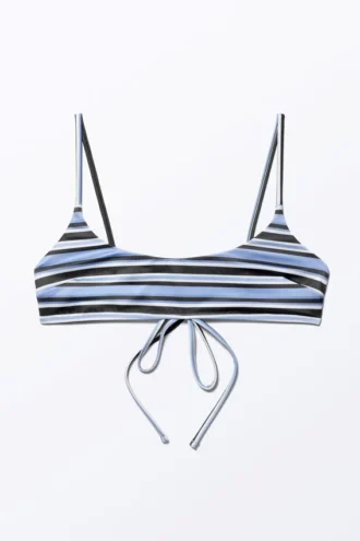 Scoop Neck Bikini Top – Striped Blue