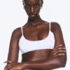 Scooped Pointelle Bralette – White