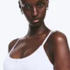 Scooped Pointelle Bralette – White