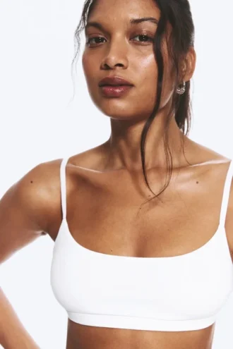 Scooped Soft Cotton Bra – White