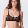 Scooped Swirly Lace Bra – Black