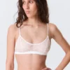 Scooped Swirly Lace Bra – White