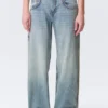 Scooped Waist Barrel Workwear Jeans – Hypnos Blue – Medium Blue