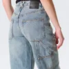 Scooped Waist Barrel Workwear Jeans – Hypnos Blue – Medium Blue