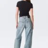 Scooped Waist Barrel Workwear Jeans – Hypnos Blue – Medium Blue