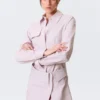 Sculpted Cotton Shirt Dress – Dusty Pink