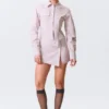 Sculpted Cotton Shirt Dress – Dusty Pink