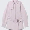 Sculpted Cotton Shirt Dress – Dusty Pink