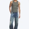 Sculpted Low Rise Loose Tapered Leg Jeans – Baltic Blue – Dark Blue