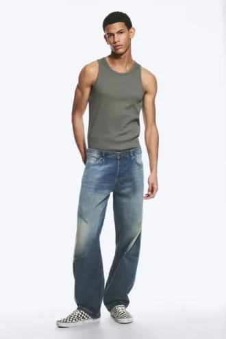 Sculpted Low Rise Loose Tapered Leg Jeans – Baltic Blue – Dark Blue