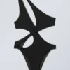 Sculptural Asymmetric Cut-Out Swimsuit – Dark Grey