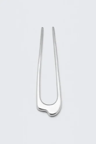 Sculptural Metal Hair Pin – Silver Grey